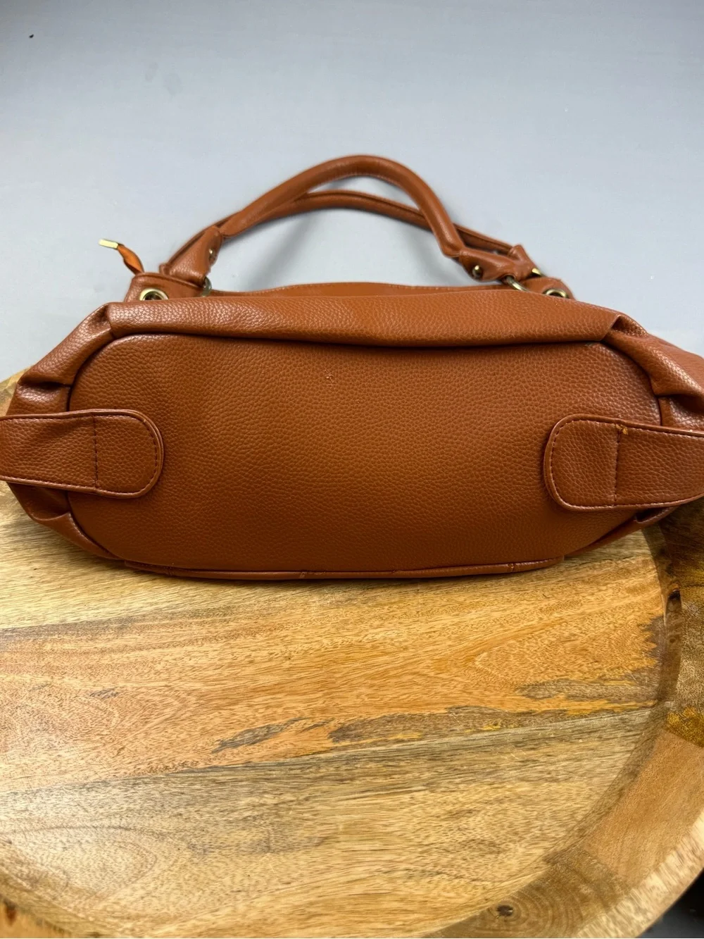 Lollie Closet Cognac Faux Leather Slouch Hobo Tote Tassel Shoulder Bag
